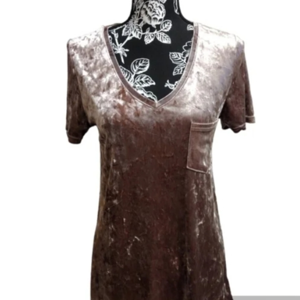 Spring + Mercer Velvet Legging Tee v-Neck Pocket Short Sleeve Shirt Size XXL